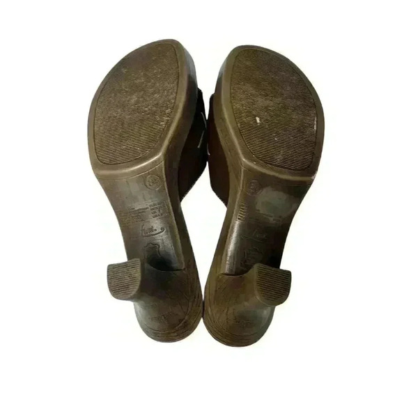 Fioni 90's Y2K Vintage, Brown Leather Floral Open Toe Heel 8.5 - Picture 8 of 9